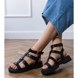 Sandalias de gladiadores negros sujetos con tobillo 3