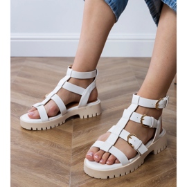 Sandalias de gladiador blancos sujetos con tobillo 1