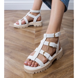 Sandalias de gladiador blancos sujetos con tobillo 2