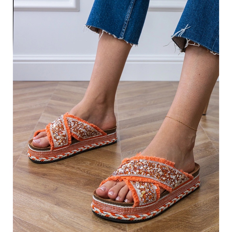 Chanclas de naranja con rayas 1