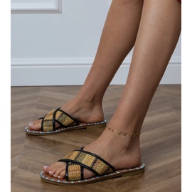 Chanclas negras planas con bordados coloridos en los bordes negro 1