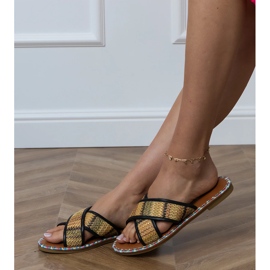 Chanclas negras planas con bordados coloridos en los bordes negro 3
