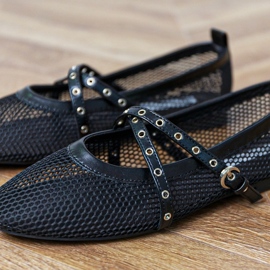 Ballerinas de malla negra con una hebilla decorativa negro 6