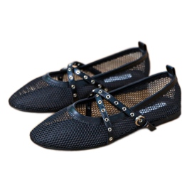 Ballerinas de malla negra con una hebilla decorativa negro 5