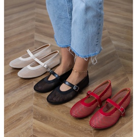 Bailarinas de malla roja con una hebilla rojo 1