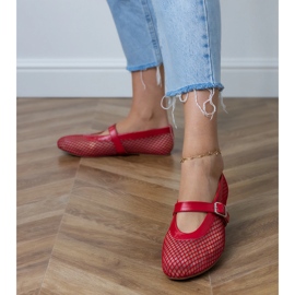 Bailarinas de malla roja con una hebilla rojo 2