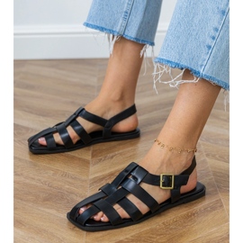 Sandalias negras Gladiador construido negro 1