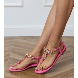 Sandalias rosadas japonesas con cristales rosado 2