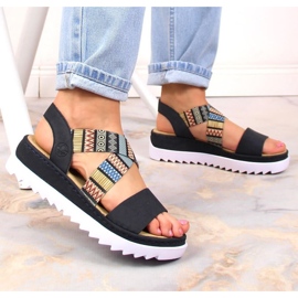 Sandalias femeninas Rieker V44G8-14 Negro 10
