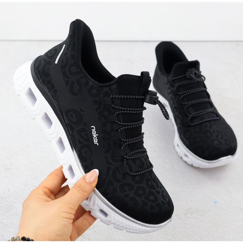 Zapatos deportivos femeninos rieker m6066-01 negro 1
