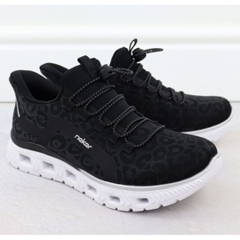 Zapatos deportivos femeninos rieker m6066-01 negro 2