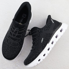 Zapatos deportivos femeninos rieker m6066-01 negro 3