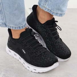 Zapatos deportivos femeninos rieker m6066-01 negro 6
