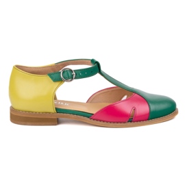 Olivier Sandalias de cuero para mujeres 4240/35 Ziel/Roz/Zol verde 6