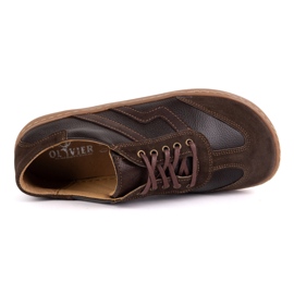 Zapatos de cuero para mujeres descalzos Olivier Eliza Dark Brown marrón 12