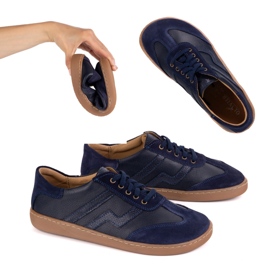 Zapatos de cuero para mujer descalzo Olivier Eliza Navy Blue azul 4