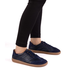 Zapatos de cuero para mujer descalzo Olivier Eliza Navy Blue azul 5