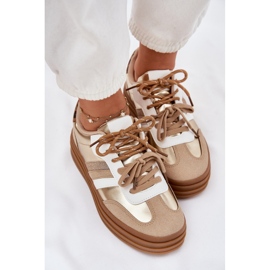 Zapatillas de deporte femeninas en la plataforma con leopardo de leopardo de cordón doble dorado 5