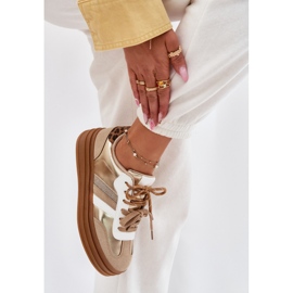 Zapatillas de deporte femeninas en la plataforma con leopardo de leopardo de cordón doble dorado 6