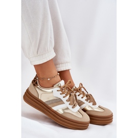Zapatillas de deporte femeninas en la plataforma con leopardo de leopardo de cordón doble dorado 7