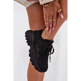 Zapatillas de deporte para mujeres con una parte superior negra de crochet negro 5