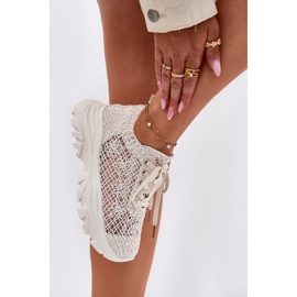 Zapatillas de deporte para mujeres con un crochet superior beige superior 6