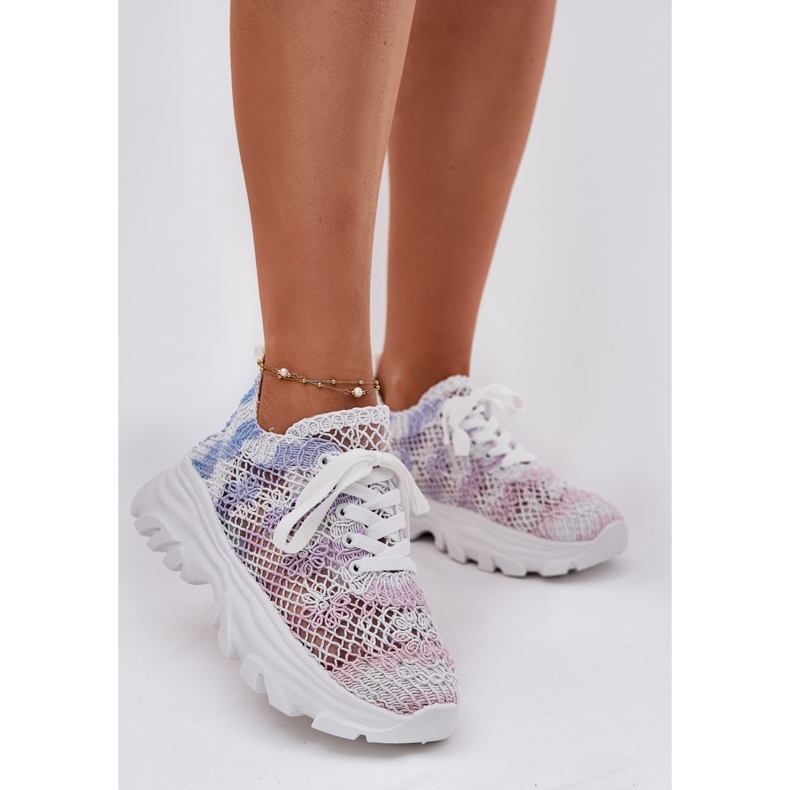 Zapatillas de deporte para mujeres con un crochet multicolor superior 2