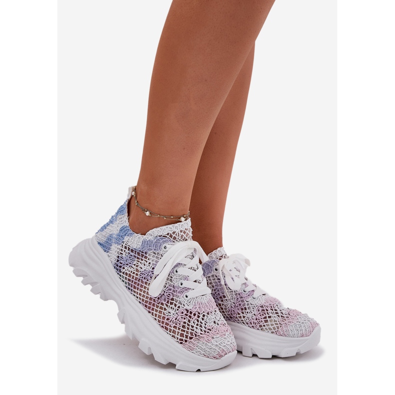 Zapatillas de deporte para mujeres con un crochet multicolor superior 1
