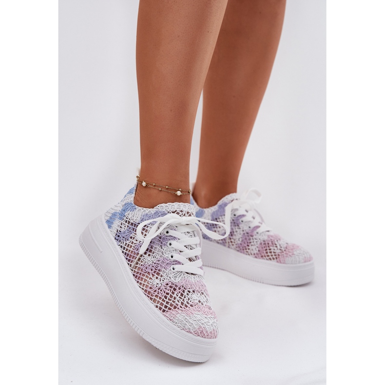 Zapatillas para mujeres en la plataforma con una multicolor superior de crochet 2 Zapatillas para mujeres en la plataforma con una multicolor superior de crochet 2
