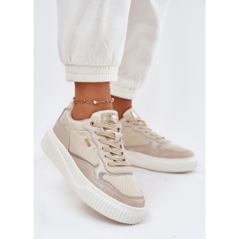 EVento Zapatillas Mujer de Piel con Plataforma, Beige 2