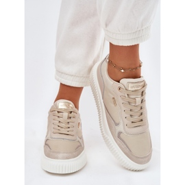 EVento Zapatillas Mujer de Piel con Plataforma, Beige 3