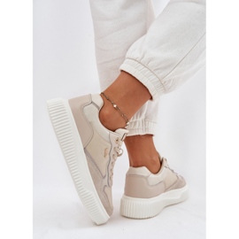 EVento Zapatillas Mujer de Piel con Plataforma, Beige 6