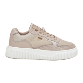 EVento Zapatillas Mujer de Piel con Plataforma, Beige 8