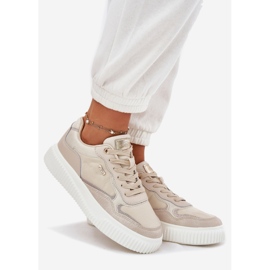 EVento Zapatillas Mujer de Piel con Plataforma, Beige 1
