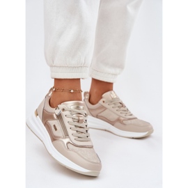 EVento Zapatos deportivos de cuero para mujeres con una cerradura beige 2