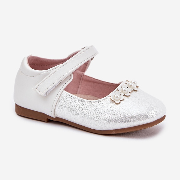 EVento Ballerinas para niños de velcro con flores blancas blanco 2
