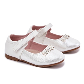 EVento Ballerinas para niños de velcro con flores blancas blanco 3
