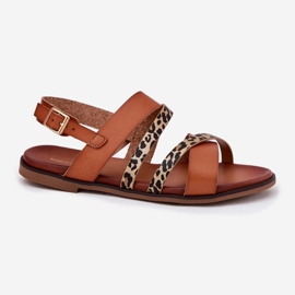 Sandalias para mujeres de lente plana con leopardo leopardos Sergio leone sk086h rayas de camello marrón 4