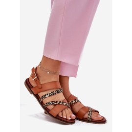 Sandalias para mujeres de lente plana con leopardo leopardos Sergio leone sk086h rayas de camello marrón 1