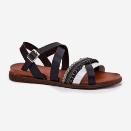 Sandalias planas para mujeres con Sergio Leone SK087H Stripes negro 4