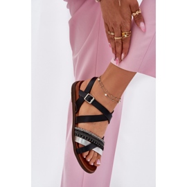 Sandalias planas para mujeres con Sergio Leone SK087H Stripes negro 5