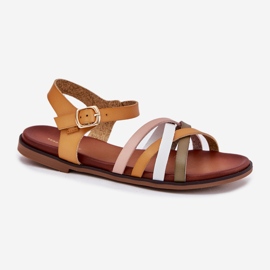 Sandalias para mujeres con Sergio Leone SK090H Swinging Stripes amarillo 4