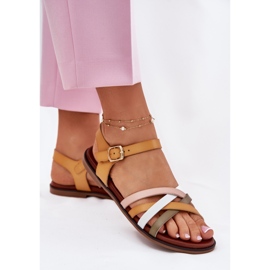 Sandalias para mujeres con Sergio Leone SK090H Swinging Stripes amarillo 5