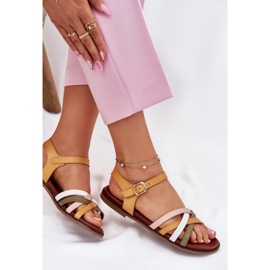 Sandalias para mujeres con Sergio Leone SK090H Swinging Stripes amarillo 6