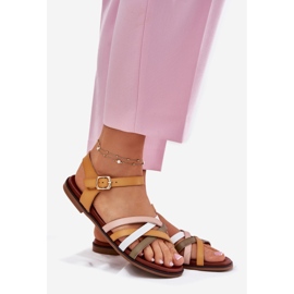 Sandalias para mujeres con Sergio Leone SK090H Swinging Stripes amarillo 1