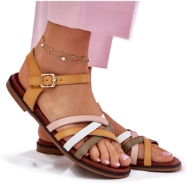 Sandalias para mujeres con Sergio Leone SK090H Swinging Stripes amarillo 8