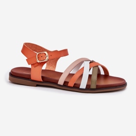 Sandalias para mujeres con Sergio Leone Sk090h Stripes Orange naranja 4