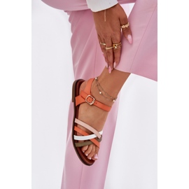 Sandalias para mujeres con Sergio Leone Sk090h Stripes Orange naranja 5