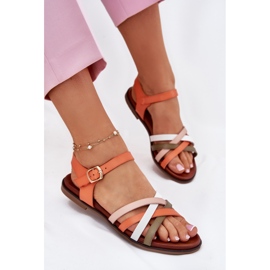 Sandalias para mujeres con Sergio Leone Sk090h Stripes Orange naranja 8
