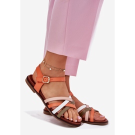 Sandalias para mujeres con Sergio Leone Sk090h Stripes Orange naranja 1